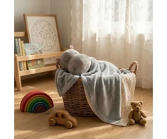 Skleplolki „Trusty Plush Toys“, didelis pliušinis žaislas, 3 viename pagalvė su antklode, pilkas hipopotamas (TR-K02)