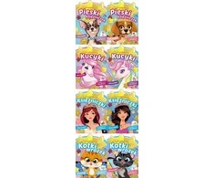 A4 spalvinimo puslapis Blizgučių magija. Princesės šunys. Tofi STICKERS SKRZAT 075809