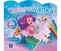 Skrzat Undinėlės fluorescencinių tatuiruočių spalvinimo puslapis