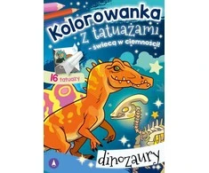 Dažymo puslapis A5 Spalvinimo knygelė su tatuiruotėmis šviečia tamsoje Dinozaurai SKRZAT 076103 SK