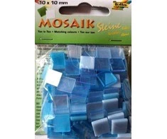Skrzynkazdrewna Mozaikiniai akmenukai 10x10mm mėlyni