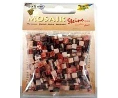 Skrzynkazdrewna Mozaikiniai marmuriniai akmenukai 5x5mm raudoni EDUKAMP