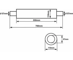 SLIDE Centrinis duslintuvas 57mm SLIDE RS 304SS 550mm