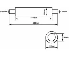 SLIDE Centrinis duslintuvas 63.5mm SLIDE RS 304SS 350mm