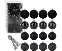 Slowmoose Kalėdiniai dekoratyviniai kamuoliukai 16 vnt. Juoda 8 cm