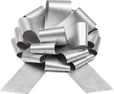 Party Deco Dekoratyvinis kaspinas 30cm 1 vnt sidabrinis