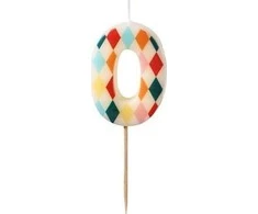 Party Deco PartyDeco gimtadienio žvakė Nr. 0 rombo formos, 55 cm, mišinio spalva 67042