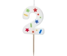 Slowmoose PartyDeco wieczka urodz.Cyfra 2 balta konfetti 5,5cm 40014