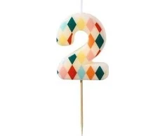 Party Deco PartyDeco gimtadienio žvakė Nr. 2, rombo formos, 55 cm, mišinio spalva 67127