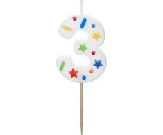 Slowmoose PartyDeco wieczka urodz.Cyfra 3 balta konfetti 5,5cm 40052