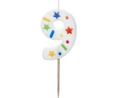 Slowmoose PartyDeco wieczka urodz.Cyfra 9 balta konfetti 5,5cm 40298