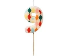 Party Deco PartyDeco gimtadienio žvakė Nr. 9, rombo formos, 55 cm, mišinio spalva 67400