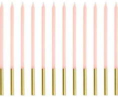 Party Deco Slowmoose Gimtadienio žvakės lygiai rožinės spalvos 14cm 12vnt