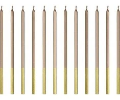 Party Deco Žvakutės gimtadienio 12 vnt 14cm rausvai auksinės