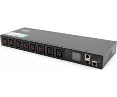 Digitus SMART PDU 1U maitinimo juostelė, IEC320 C20 16A/250V maitinimo lizdas, 8x C13, 16A lizdai