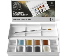 SmartMax Cotman watercolour 1/2 pan metallic pocket set 9pc