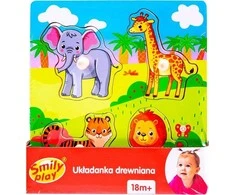 Smily Play Smily Play Dėlionė Medinis zoologijos sodas 4 el