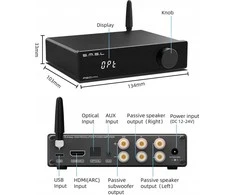 SMSL SMSL A50 PRO - 2.1 garsiakalbių stiprintuvas su „Bluetooth“ ir HDMI ARC