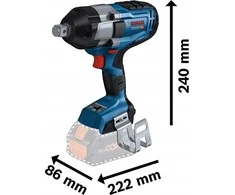 Smūginis veržliasukis Bosch Bosch Akumuliatorinis smūginis veržliaraktis BITURBO GDS 18V-1050 HC Professional be akumuliatoriaus ir kroviklio, 18V (mėlyna/juoda, be akumuliatoriaus ir įkroviklio, 3/4)