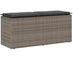 Sodo suolas su pagalvėle, pilkas, 110x40x44 cm, polirotangas