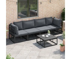 Sodo Sofų Rinkinys 5 pcs Juoda metalas