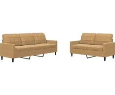 Sofa Sofos komplektas su pagalvėlėmis, 2 dalių, rudas, aksomas