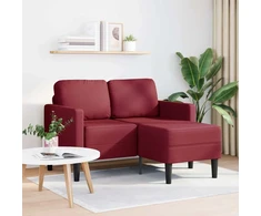 Dvivietė sofa su šezlongu, L formos, vyno raudonos spalvos, 125 cm, dirbtinė oda