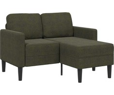 Dvivietė sofa su šezlongu, L formos, tamsiai žalia, 125 cm, dirbtinė oda