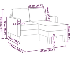 Dvivietė sofa su šezlongu, L formos, vyno raudonos spalvos, 125 cm, dirbtinė oda