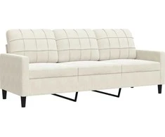 Trivietė sofa, kreminės spalvos, 180cm, aksomas