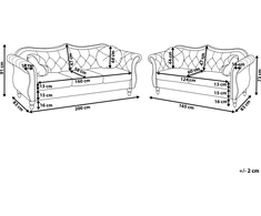 Sofa Beliani 5 vietų svetainės baldų komplektas SKIEN, veliūras, bordo spalvos