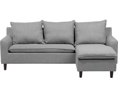 Beliani Trivietė kampinė sofa ELVENES, šviesiai pilka, kairinė
