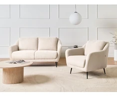 Sofa Beliani 3 vietų sofos komplektas EIBY Boucle smėlio spalvos