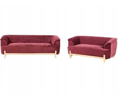 Sofa Beliani 5 vietų minkštųjų baldų komplektas ALNOR, šenilas, burgundinės spalvos