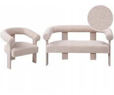 Sofa Beliani Svetainės komplektas ILBRO Boucle šviesiai smėlio spalvos