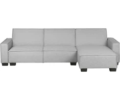Beliani Išskleidžiama kampinė sofa ROMEDAL, 3 vietų, šviesiai pilka, kairinė