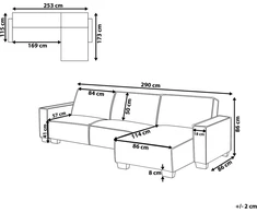 Beliani Išskleidžiama kampinė sofa ROMEDAL, 3 vietų, šviesiai pilka, kairinė