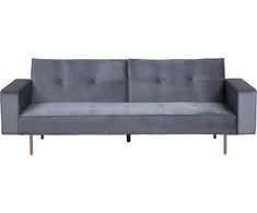Beliani Trivietė išskleidžiama sofa VISNES, veliūrinė, pilka