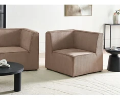 Sofa Beliani Kampinis modulis LEMVIG kairinis smėlio spalvos velvetinis
