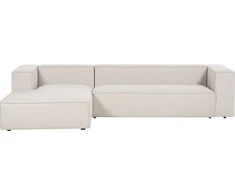Beliani Trijų vietų kampinė sofa VERNON, šviesiai smėlio spalvos, dešininė
