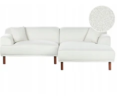 Beliani Trivietė kampinė sofa HOLT, „Bouclé“, balta, kairinė