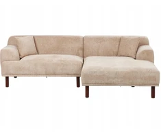 Beliani Trijų vietų kampinė sofa HOLT smėlio spalvos, kairinė