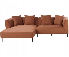 Beliani Trivietė kampinė sofa SATER ruda dešininė