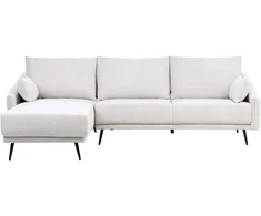 Beliani Trijų vietų kampinė sofa VARDE, balta (kreminė), dešininė