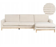 Beliani 4-vietė kampinė sofa SIGGARD, vagorinis audinys, smėlio spalvos, kairinė