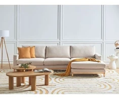 Beliani 4 vietų kampinė sofa SIGGARD, smėlio spalvos, kairinė
