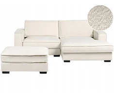 Beliani Kampinė sofa KOLDING, boucle audinys, šviesiai smėlio spalvos, su otomane, kairinė