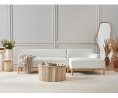 Beliani Trivietė kampinė sofa SOSJO, Boucle audinys, dramblio kaulo spalva, kairinė