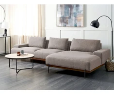 Beliani Kampinė sofa 4 asmenims MARIFERD šviesiai ruda kairinė