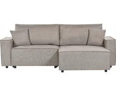 Beliani Išskleidžiama 3 vietų sofa-lova KARILA, smėlio pilkumo spalvos, su patalynės dėže, kairinė
